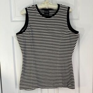 4 for $25 - Vintage 100% Cotton Black and White Fitted Athletic Tank Top, Large